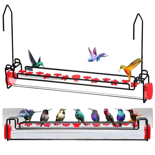 Window Hummingbird Feeder Wild Bird Feeders With Flower Feeding Ports Leak-Proof