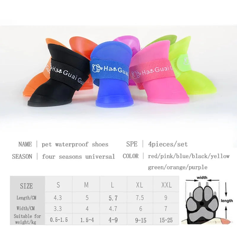Pet Dog Rainshoes Waterproof Silicone Dog Shoes Anti-skid Boots