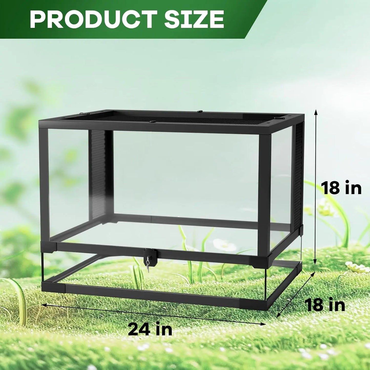 Ventilation Reptile Terrarium, Double Hinge Door  Anti Escape Reptile Tank