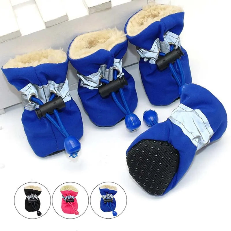 4pcs Antiskid Puppy Shoes Pet Protection Soft-soled Pet Shoes Winter Waterproof