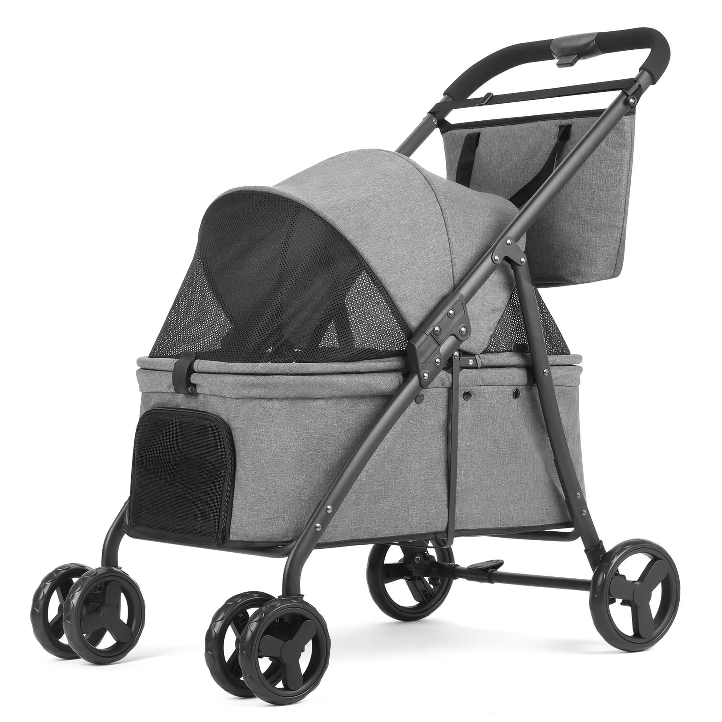Foldable Dog Stroller Portable Dog Buggy 4 Wheel Pet Stroller Pushchair Travel Carriage Stroller Cart