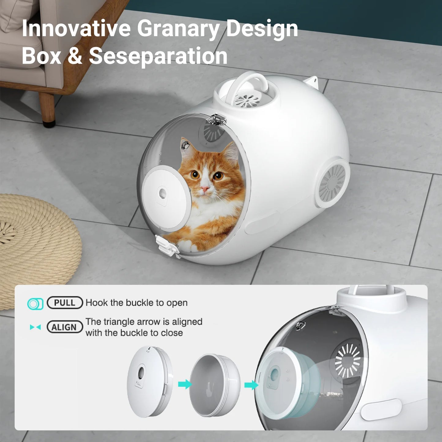 Cat Handbag with Fan, Breathable Granary Design with Soft Light,