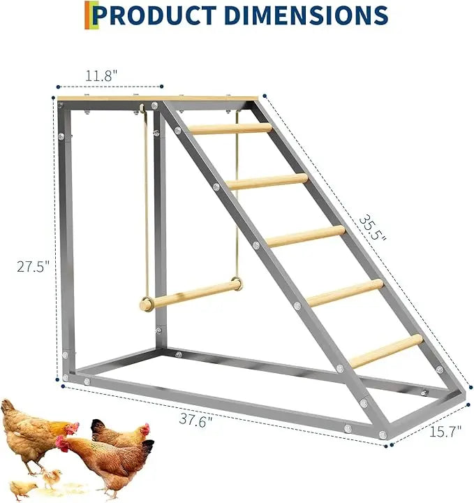 Chicken Perch for Coop with Ladder Design, Weatherproof Roosting Bars for Chickens,