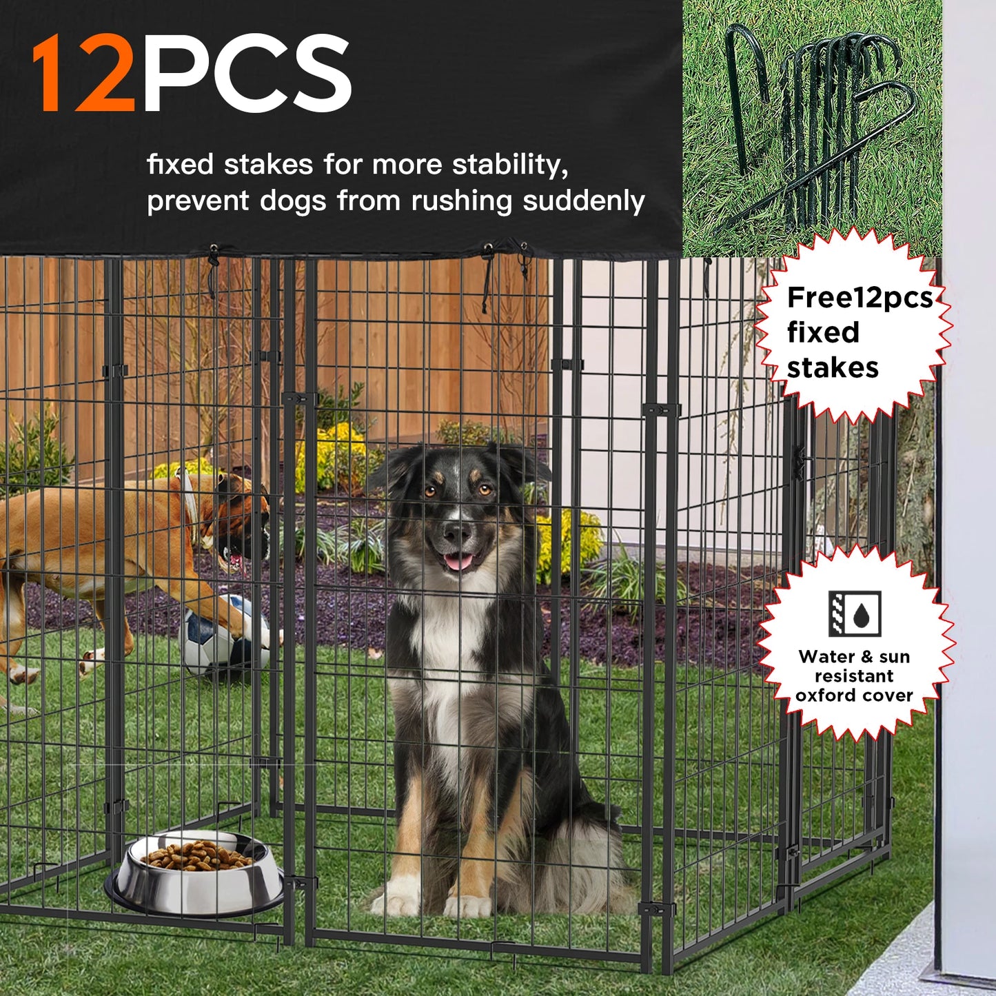 Oversized Large Dog Kennel Outdoor with Anti-UV Waterproof Cover