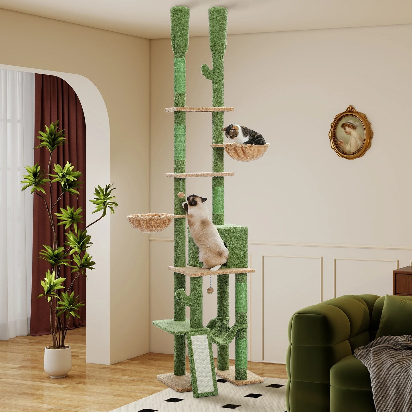 Cactus Cat Tree Adjustable Floor-to-Ceiling Cat Tower