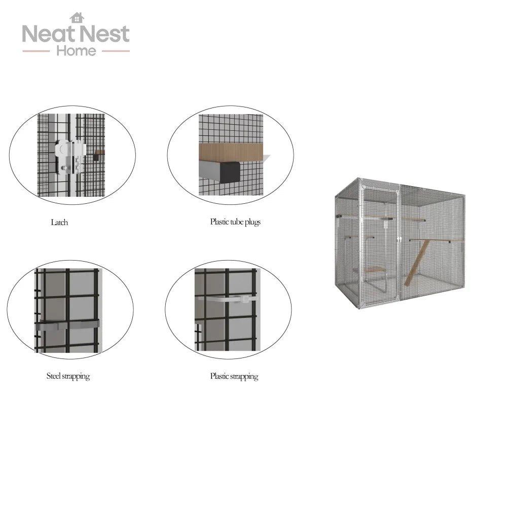 Cat cage shelter fence with Springboard,houses & habitats, garden, courtyard