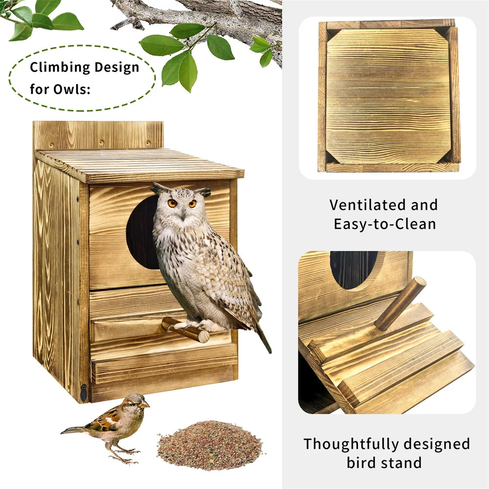 Large Handmade Wooden Round Opening Screech Box for Outside with Mounting Screws