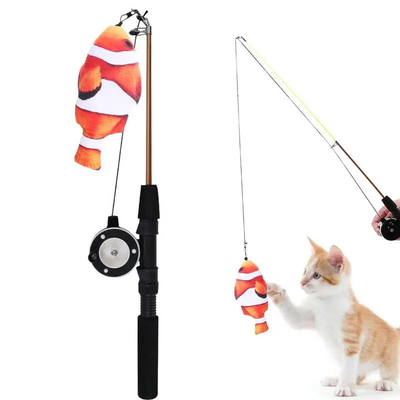 Retractable Cat Wand Toy Cat Teaser Fish