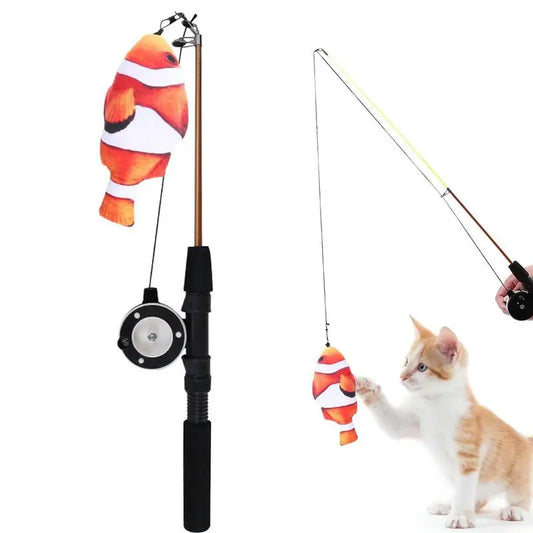 Retractable Cat Wand Toy Cat Teaser Fish