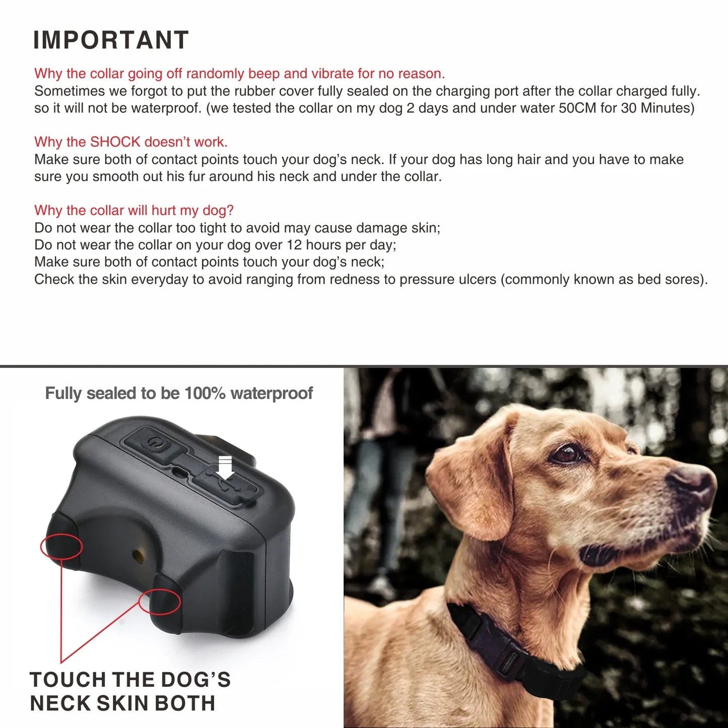 Rechargeable Dog Training Electric Collar Anti No Bark Control For Puppy Dog with Shock Mode Dog Cats