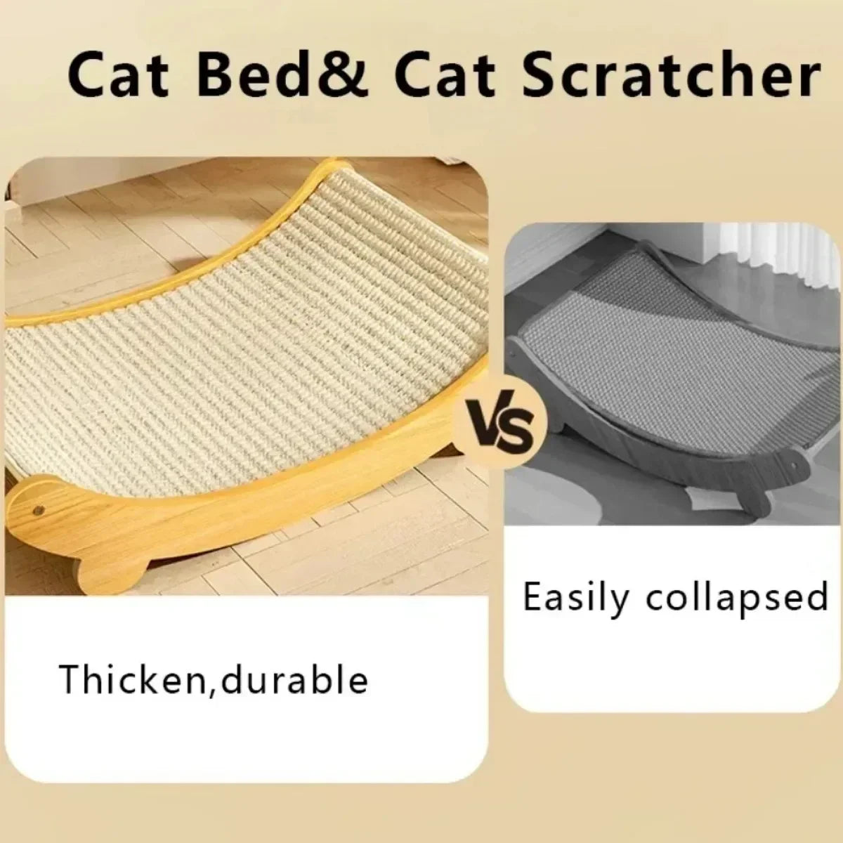 Wooden Cat Scratching Pad with Detachable Bed -