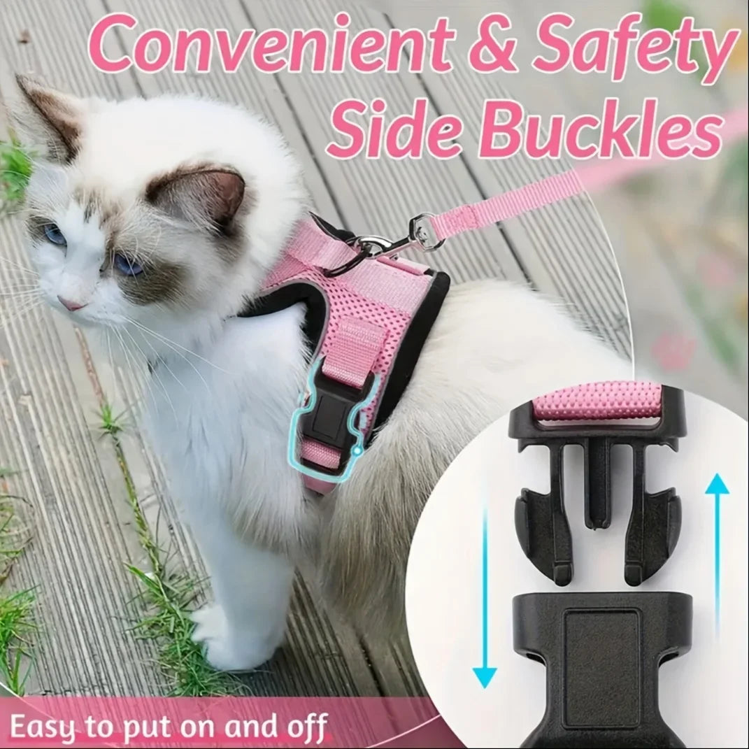 Adjustable Cat Leash Vest Pet Chest Carrier