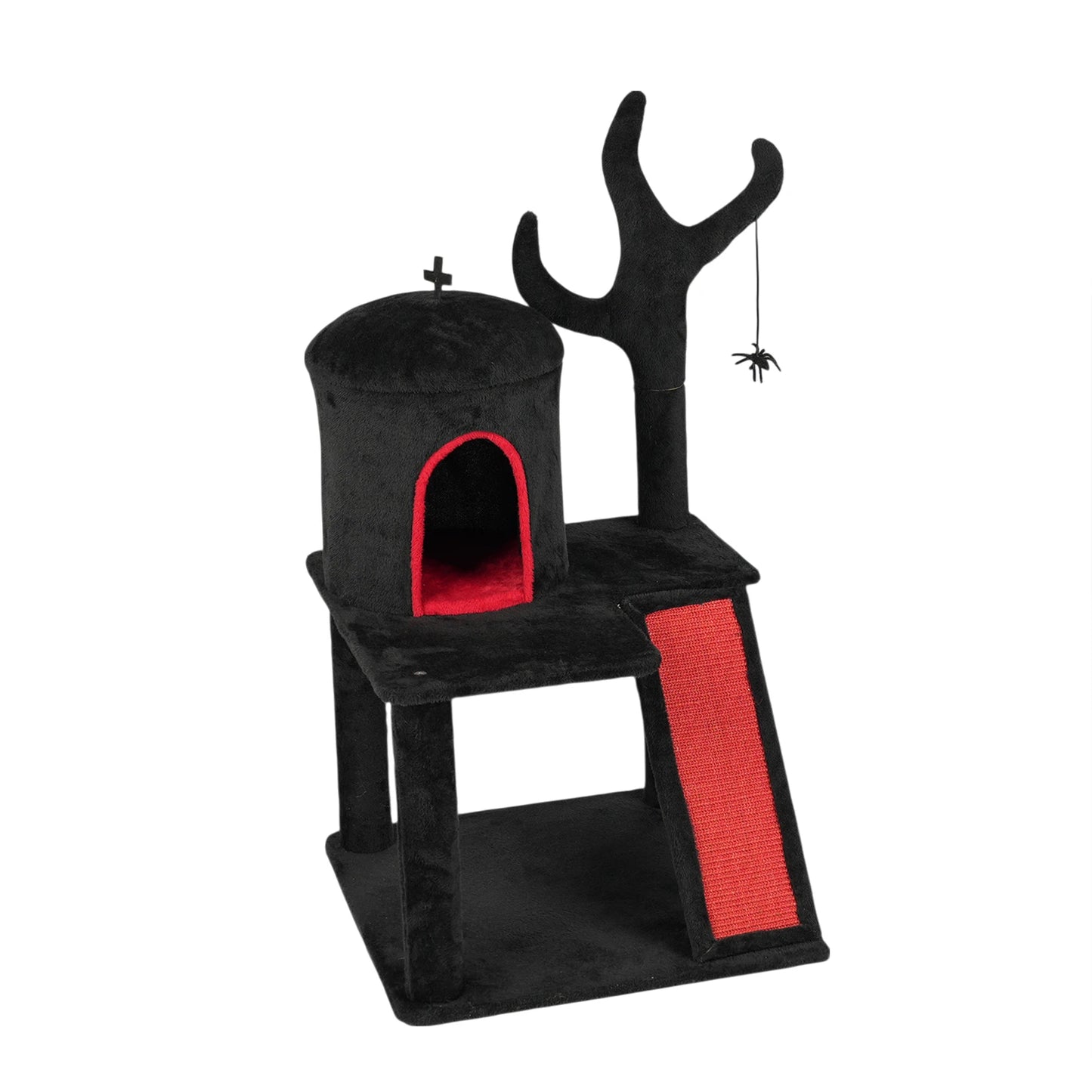 Halloween Cat Tower Tree with Spacious Cat Condo, Brach Shaped Scratching Post, Scratching Ladder