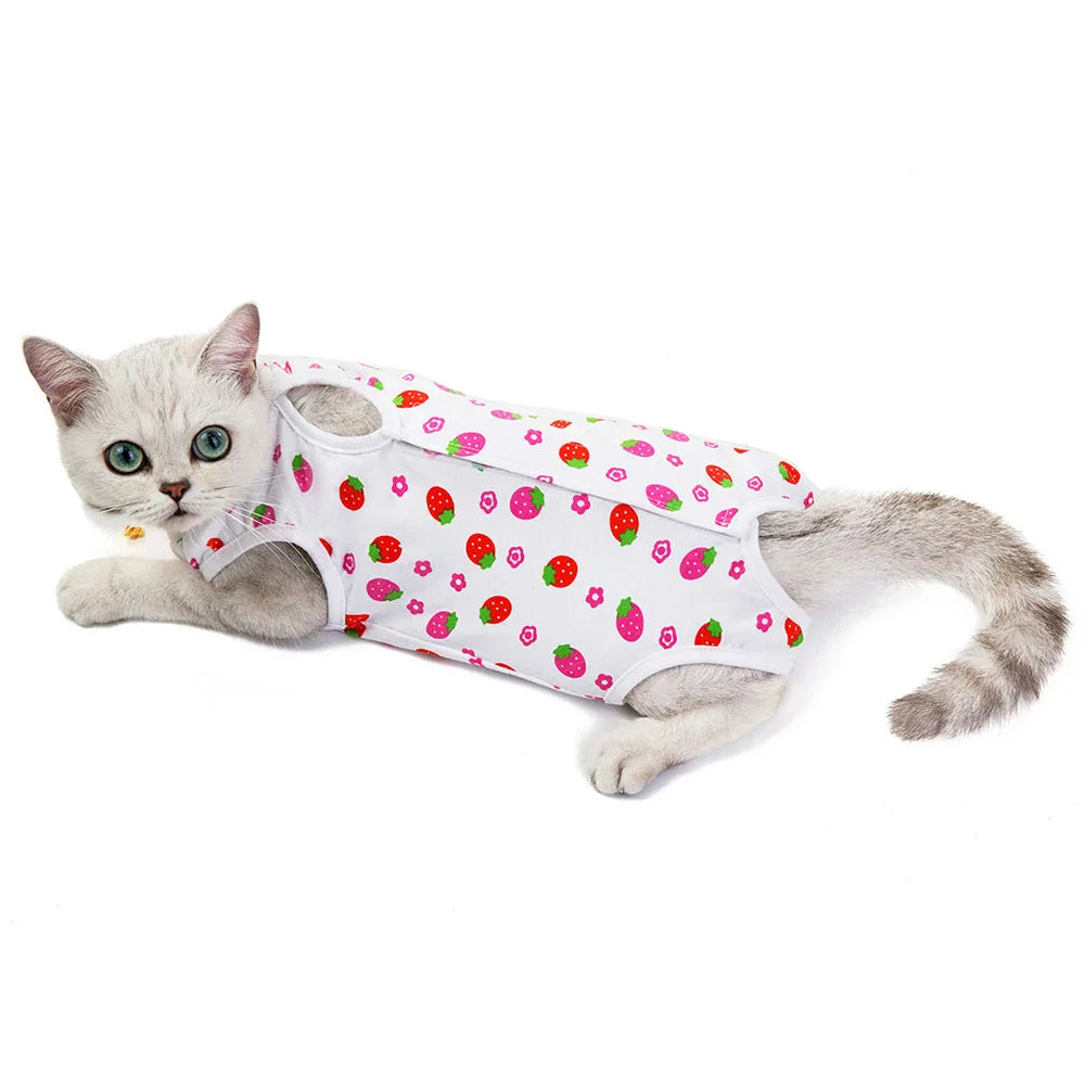 Recovery Suit E-Collar Alternative for Cats Dogs Puppy Abdominal Skin Anti Licking Pajamas