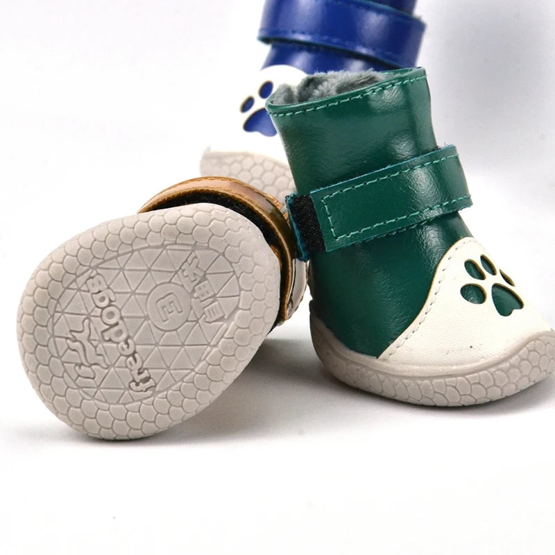 4Pcs/Set Warm Dog Shoes Winter Dog Snow Boots Durable Non-Slip Outdoor Sports Shoes