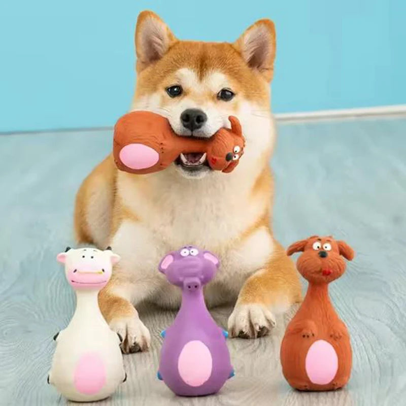 1 Piece Fat Bellied Cartoon Fun Bite Resistant Latex Sound Dog Toy