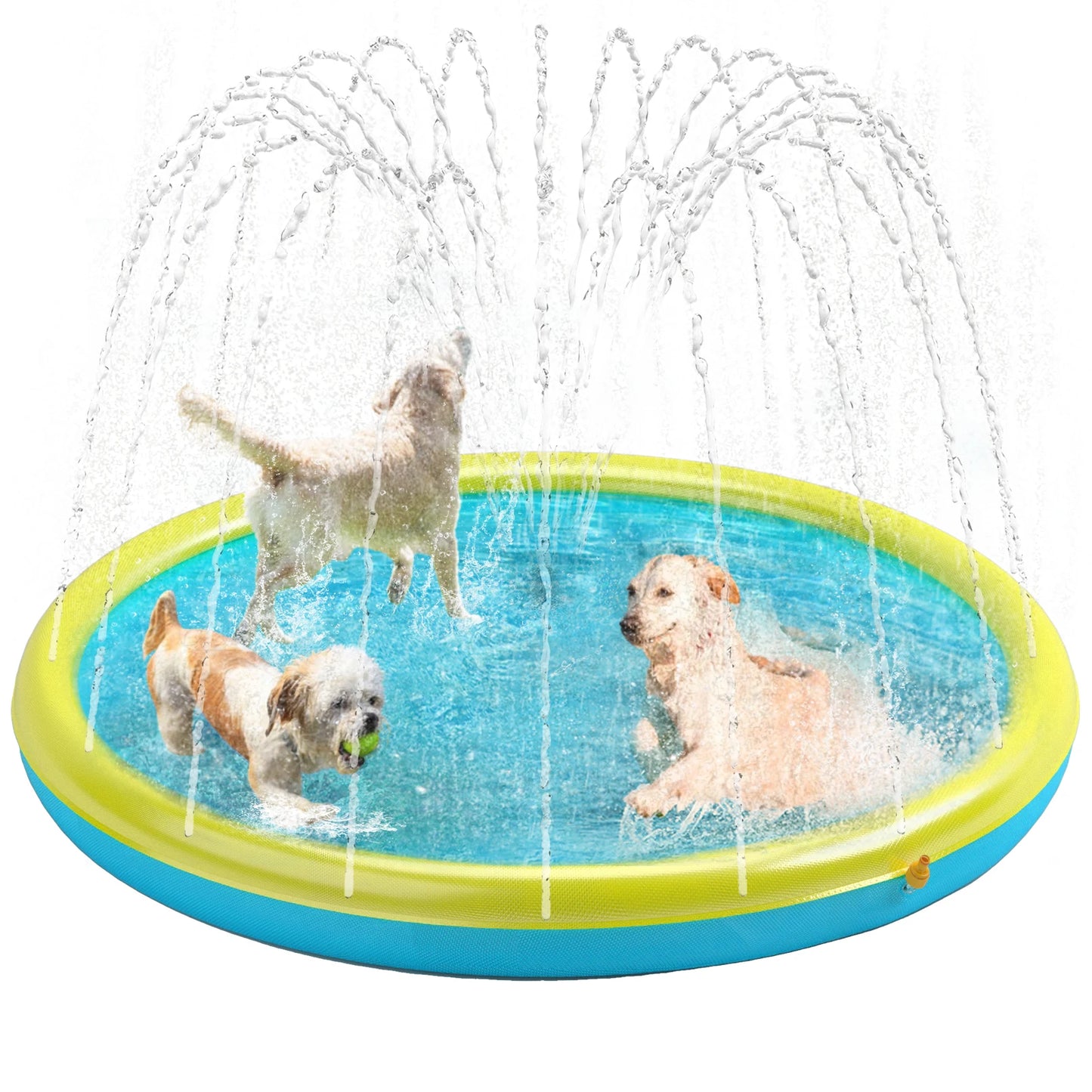 Non-Slip Splash Pad for Pets Summer Outdoor Water Toys, Sprinkler Pool for Dogs Outdoor Play