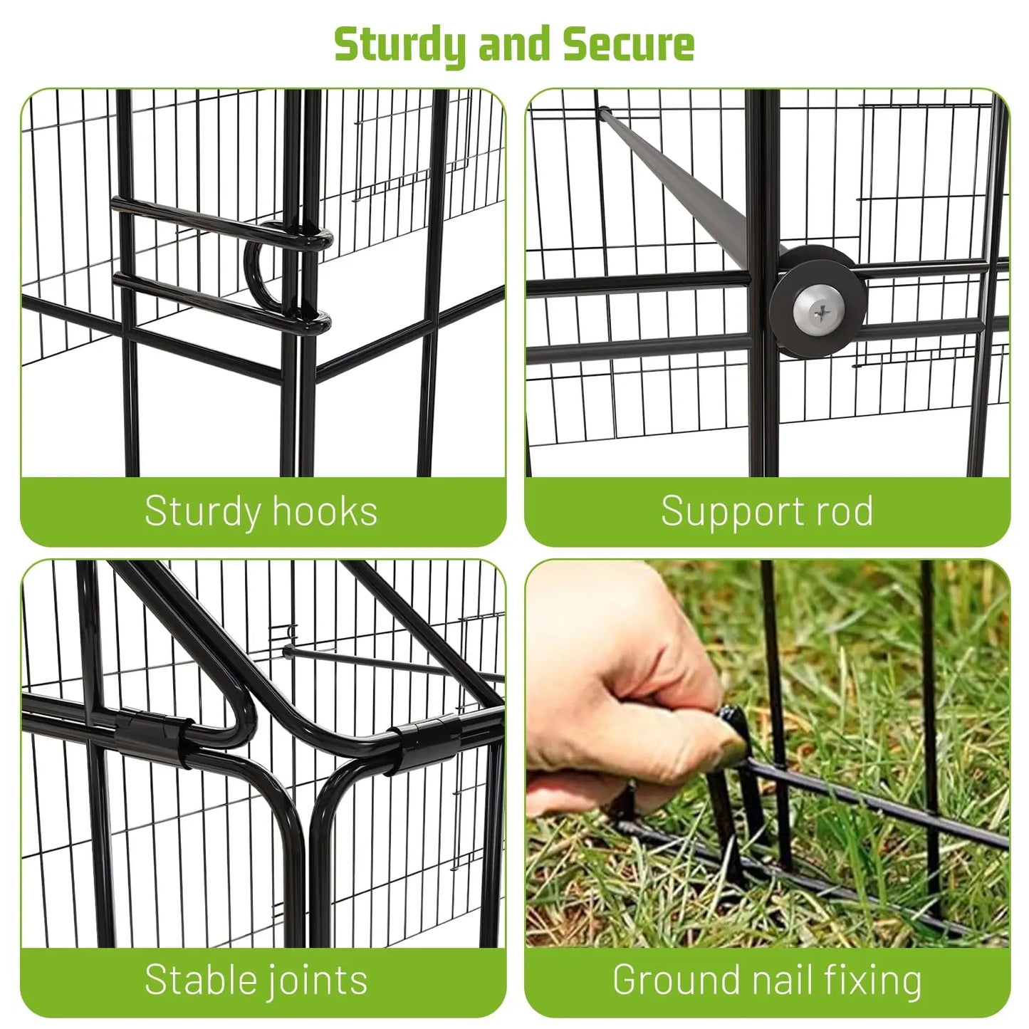 Heavy Duty Chicken Run Coop Cage Walk In Coop Poultry Hen Rabbit Metal Kennel Hutch Pen with Waterproof UV Cover Outdoor
