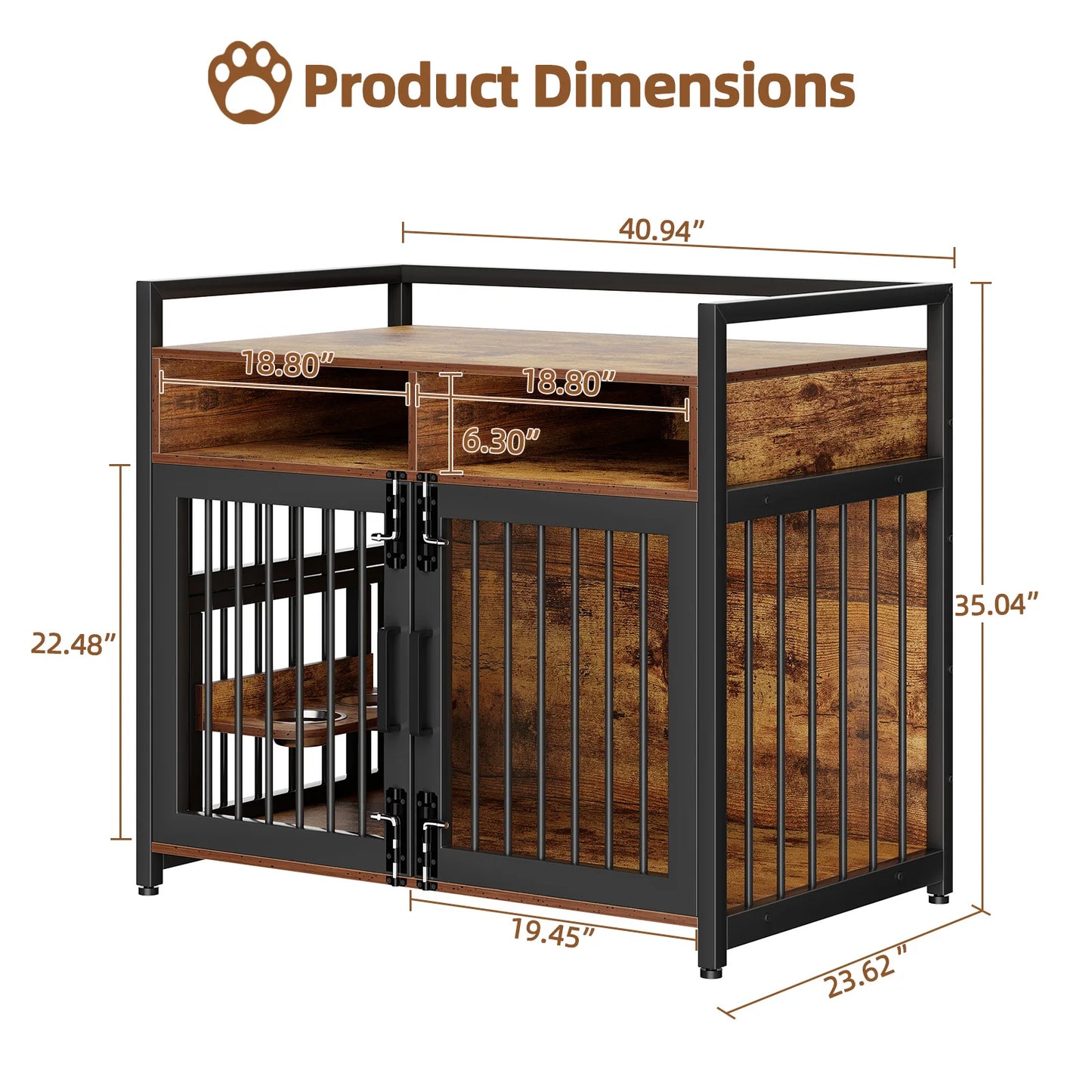 41/48 Inch Wooden Dog Crate Furniture with Storage Drawers,