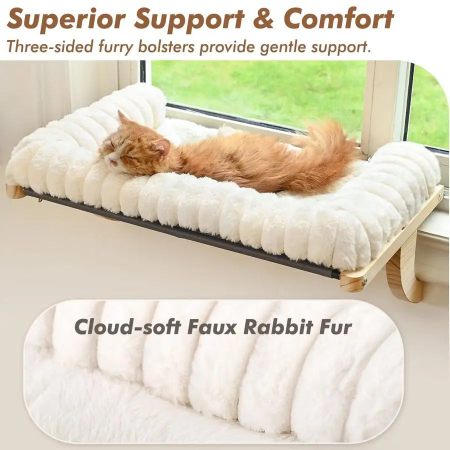 Cat Window Sill Perch with Zipper Designed Cushioned Bed,