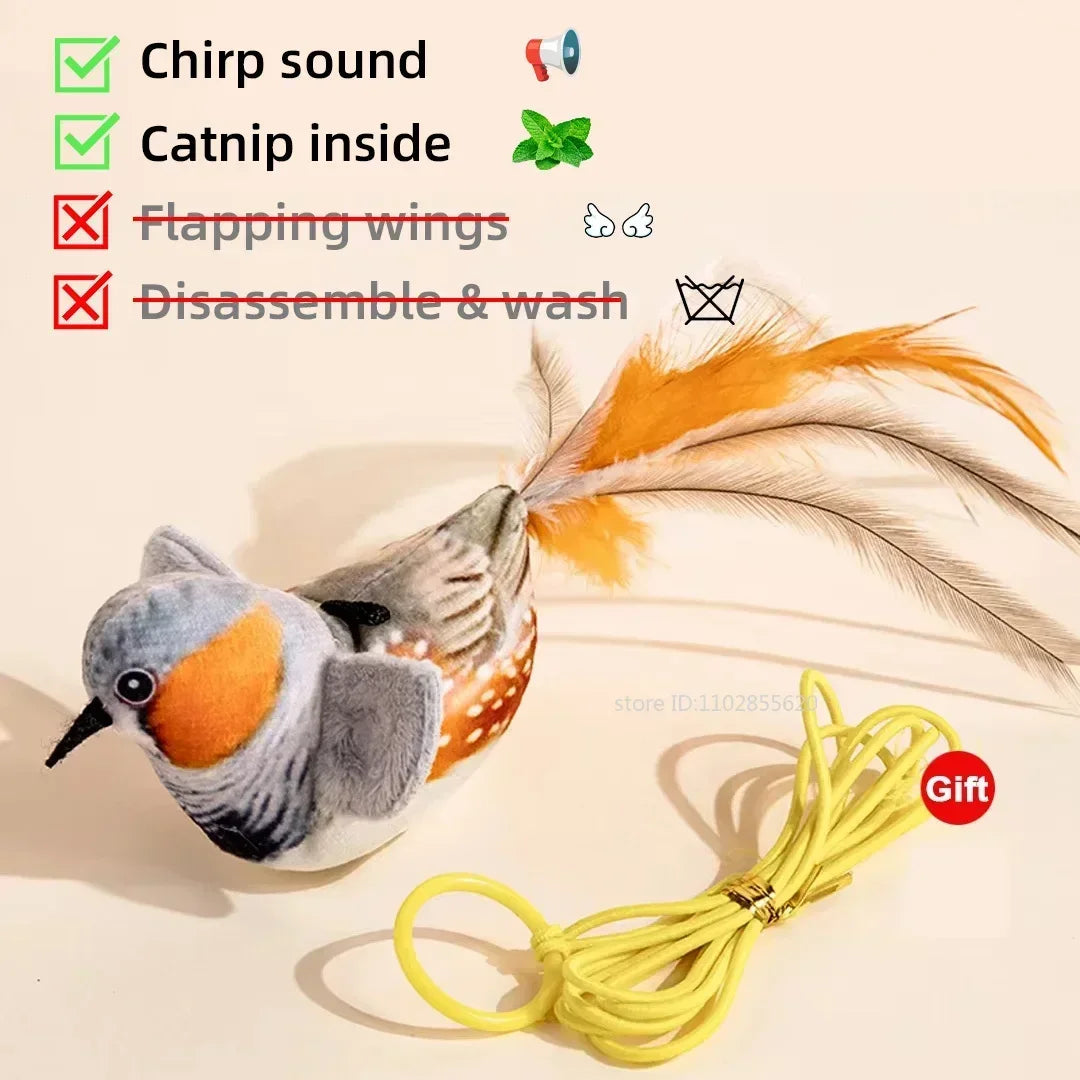 Rechargeable Chirping Flapping Bird Catnip Touch Acti vated Squeak Plush Toy Pet