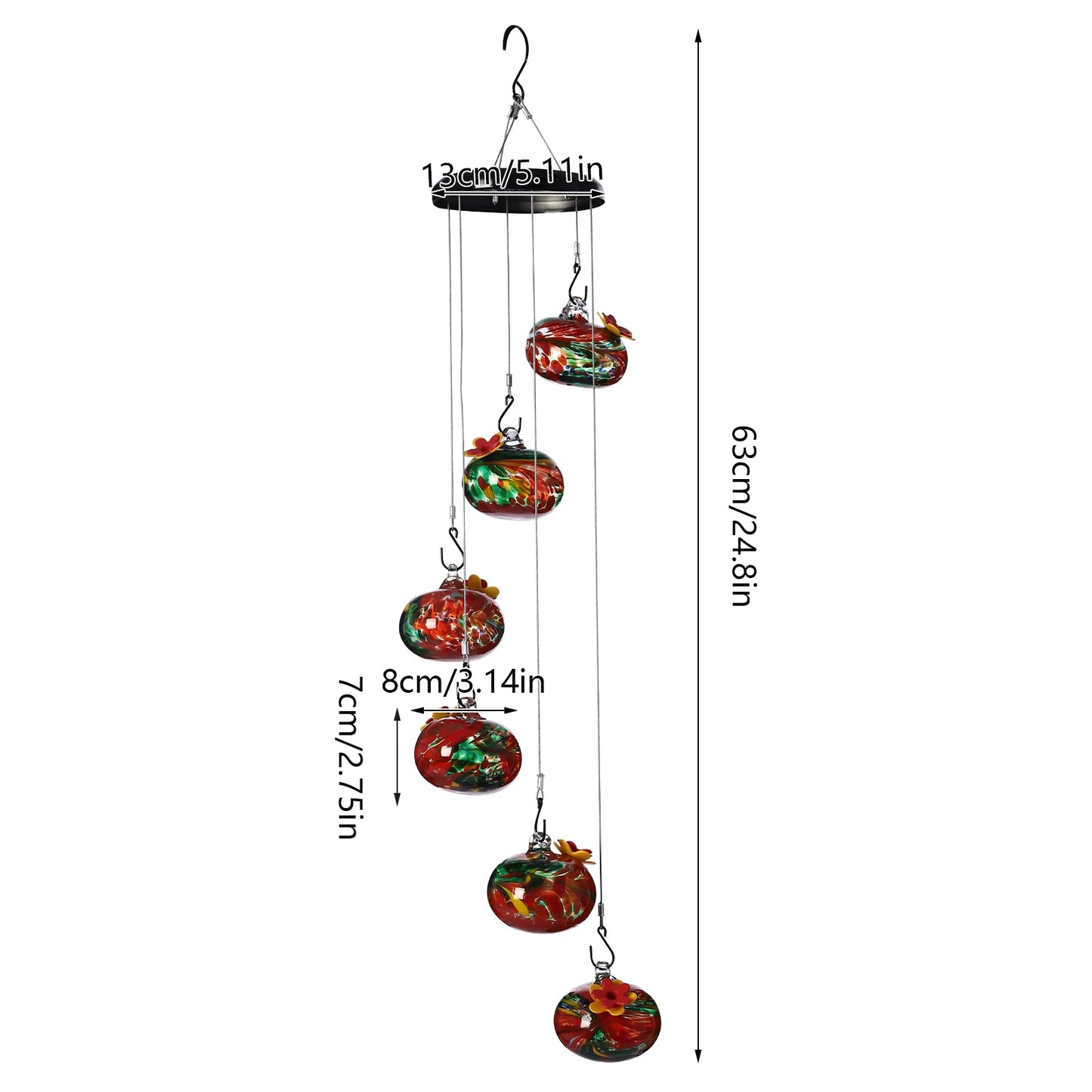 Glass Wind Chime Hummingbird Feeder