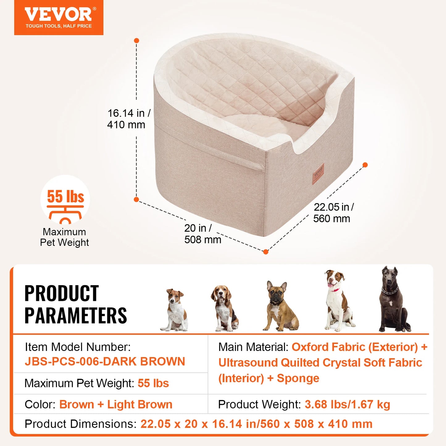 Dog Car Seat Waterproof Dog Booster Seat Pet Car Seat with Clip-On Safety Leash