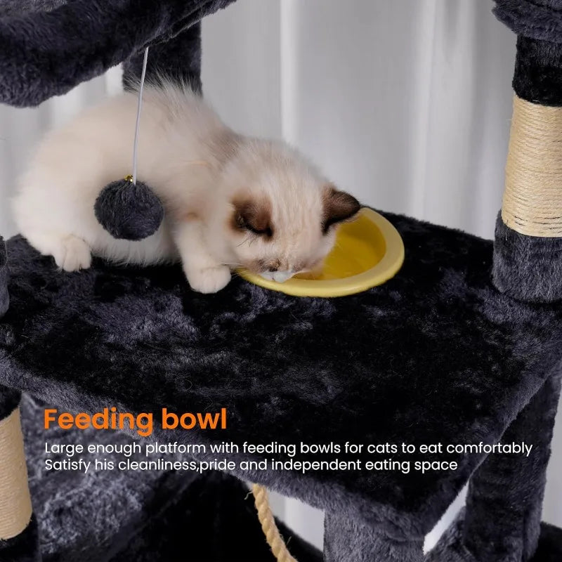Modern Tall Cat Tree Smoky Gray