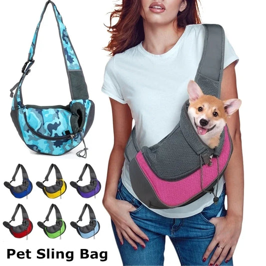 Outdoor Travel Dog Shoulder Bag Mesh Oxford Single Comfort Sling Handbag Tote Pouch