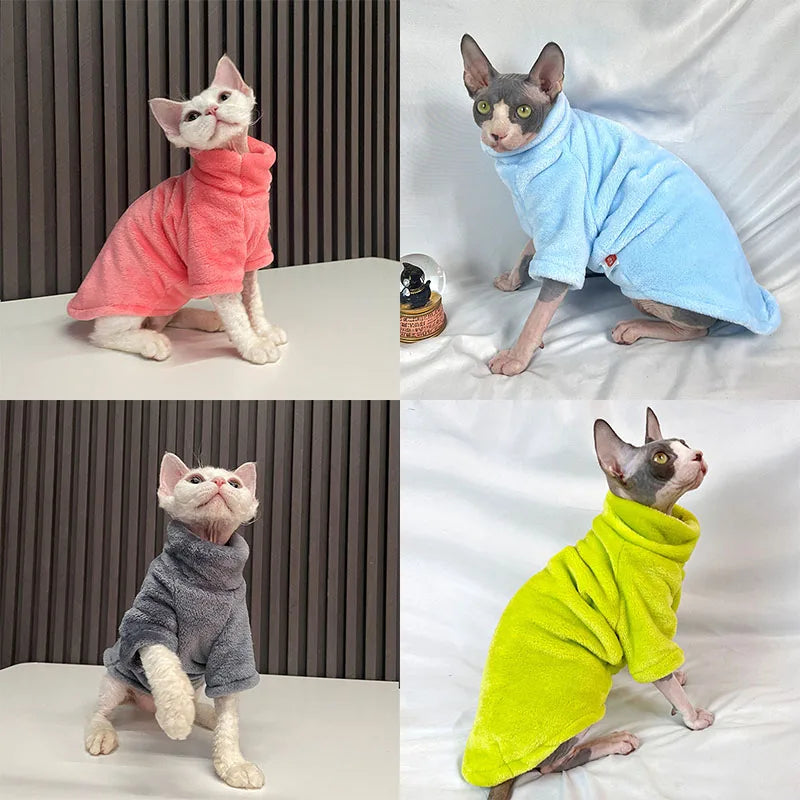 Cat Sweater Coat Turtleneck Winter Warm Cat Clothes  Puppy Jacket Chihuahua Clothing