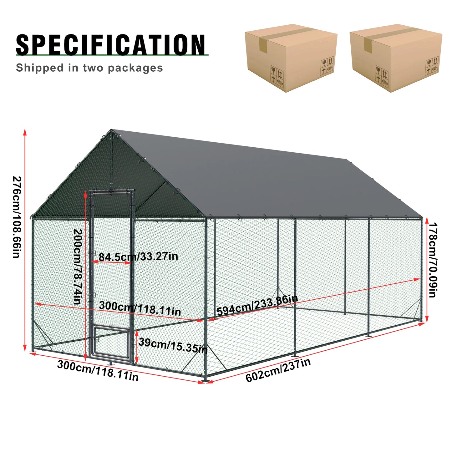 Heavy Duty Metal Chicken Coop w/ Cover and Nylon Netting