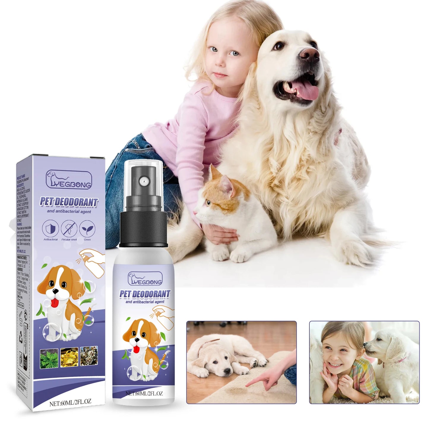 Pet Deodorizing Spray Remove Odor Dogs Cats Urine Body Odor Feces Odor Removal Air Freshening