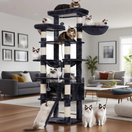 Modern Tall Cat Tree Smoky Gray