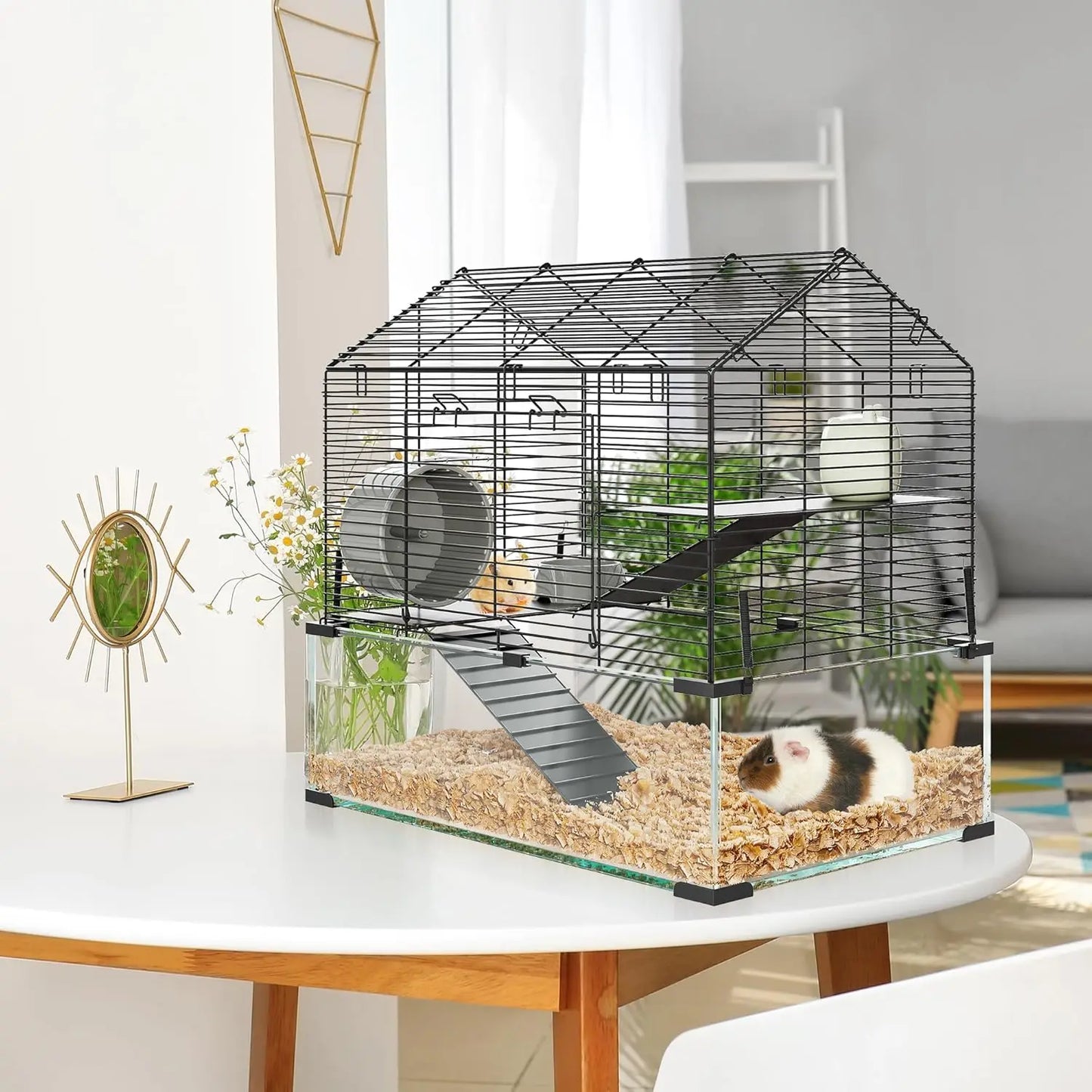 Transparent Small Animal Cage Habitats with Water Bottle