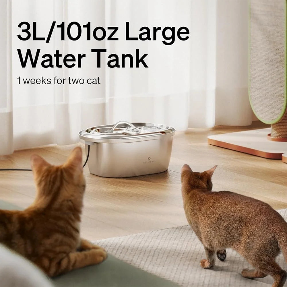 Stainless Steel Pet Water Fountain Automatic Cat Dog Drinking Bowl