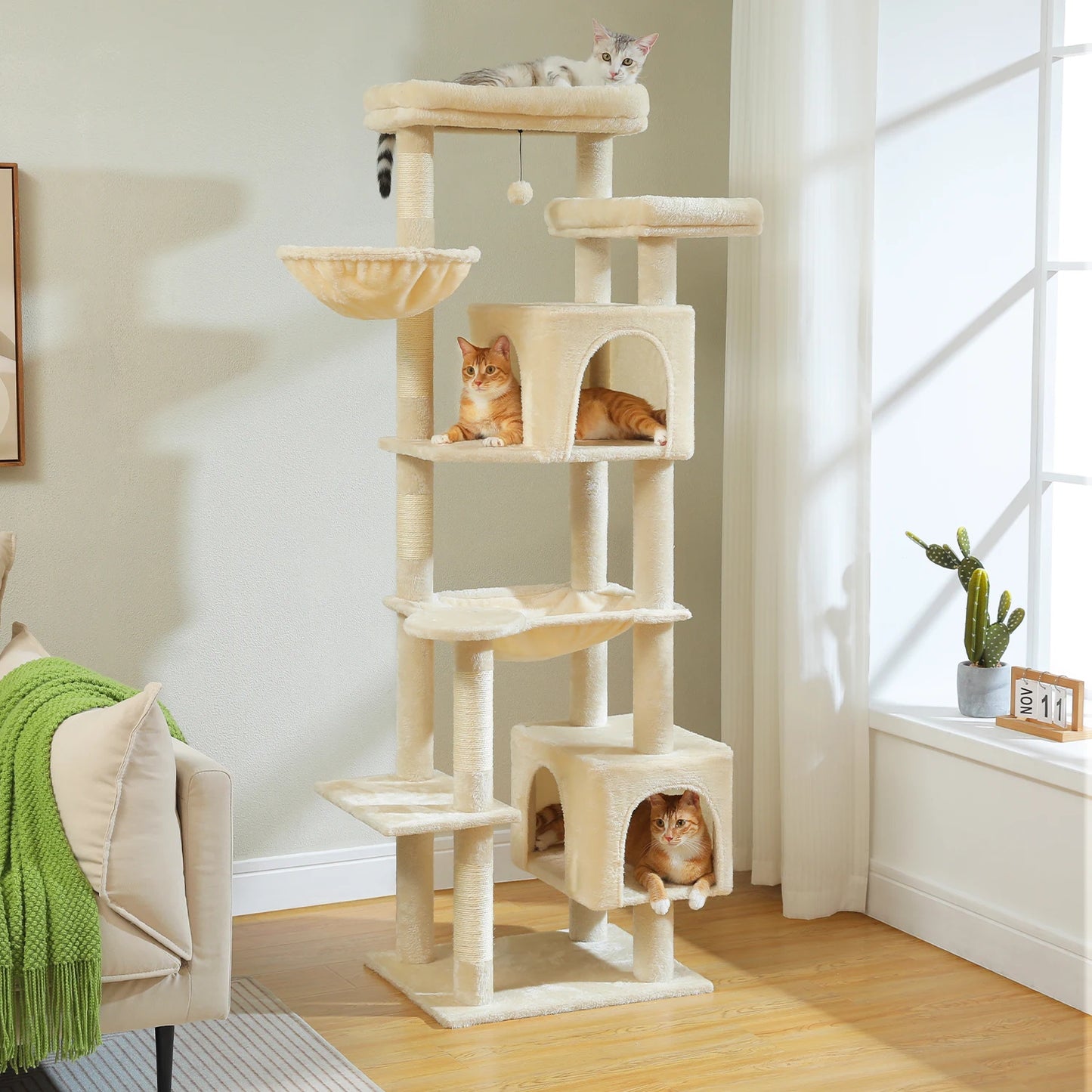 Multi-Level Cat Tower with Super Large Hammock