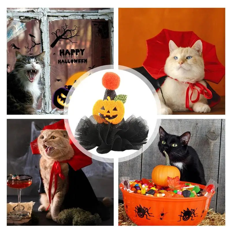 Cat Halloween Costumes Elastic Pet Mesh Hat Colorful Festive Costumes Funny Head Accessories