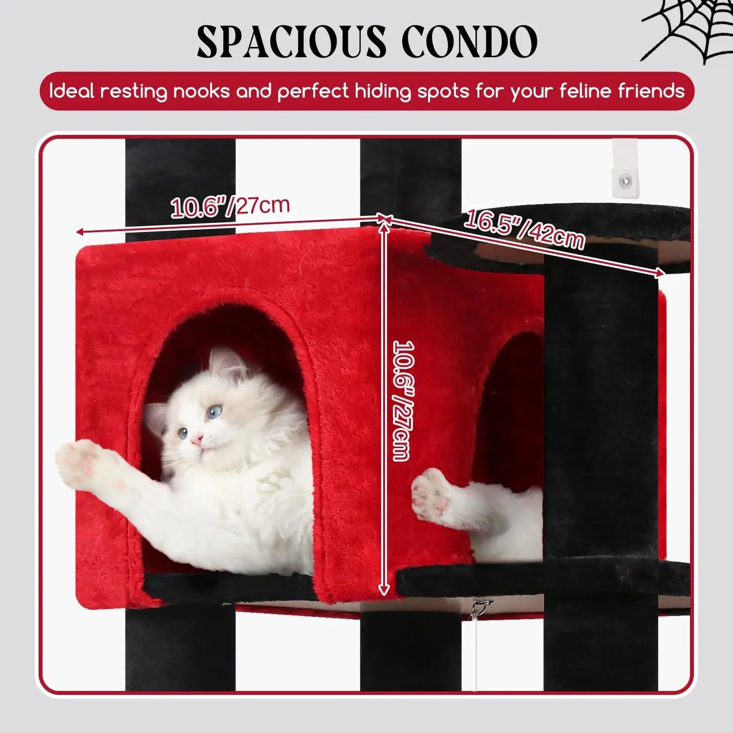 Extra Large Platform Gothic Cat Tree, 65in Tall Sturdy Goth Cat Tower for Multiple Indoor Cats, Big Cat Tree for Large Cat