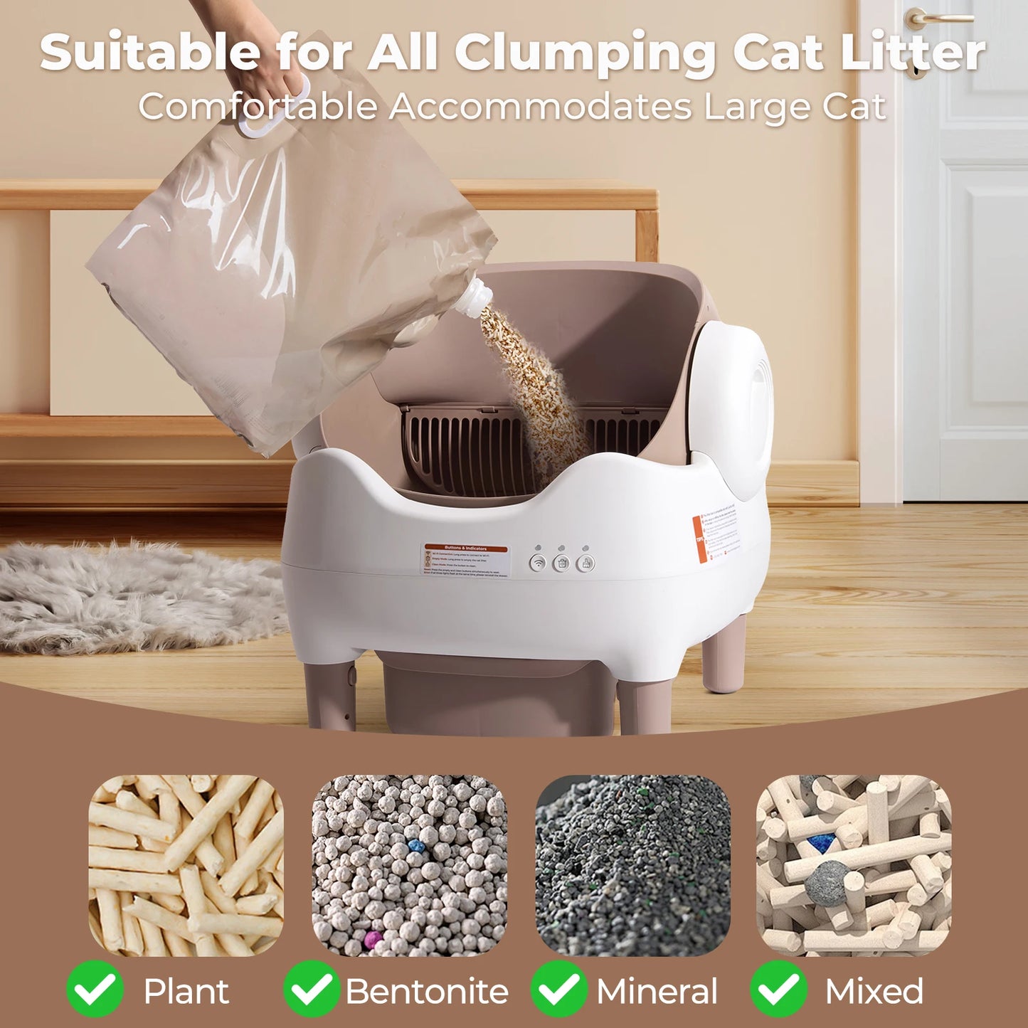 Self Cleaning Litter Box, Automatic Cat Litter Box with APP Control, Odor-Free