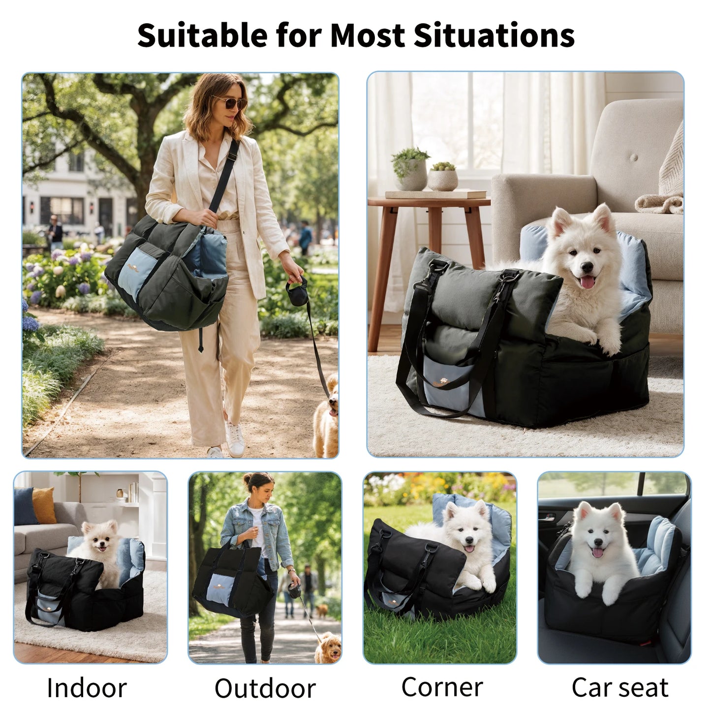 Dog Car Seat Safe & Cozy Travel Bed and Carrier for Small Dogs, Puppies, Pets up to 10 KG,