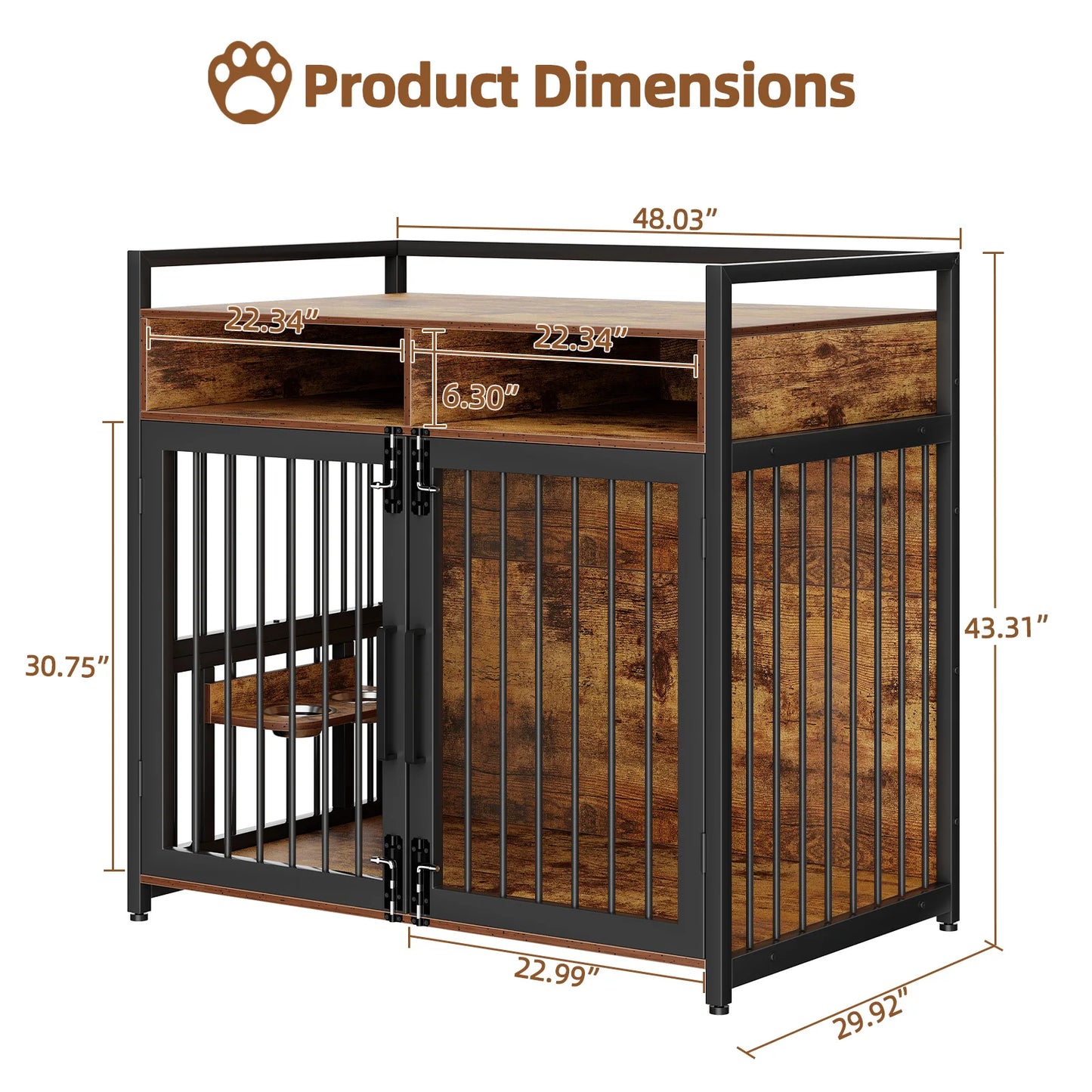 41/48 Inch Wooden Dog Crate Furniture with Storage Drawers,