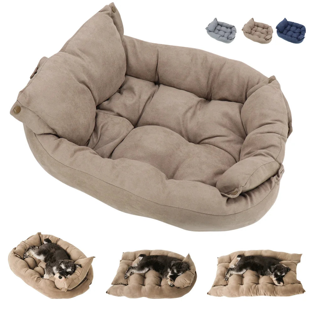 3 IN 1 Dogs Cat Sleeping Bed Sofa Warm Winter Puppy Kitten Nest