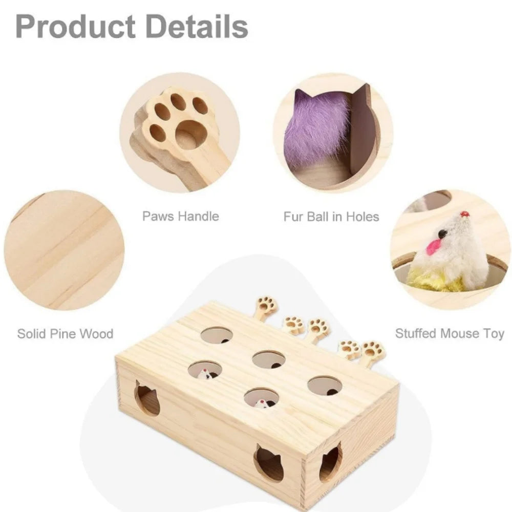 Cat Toys Interactive Whack-a-mole Solid Wood Toys