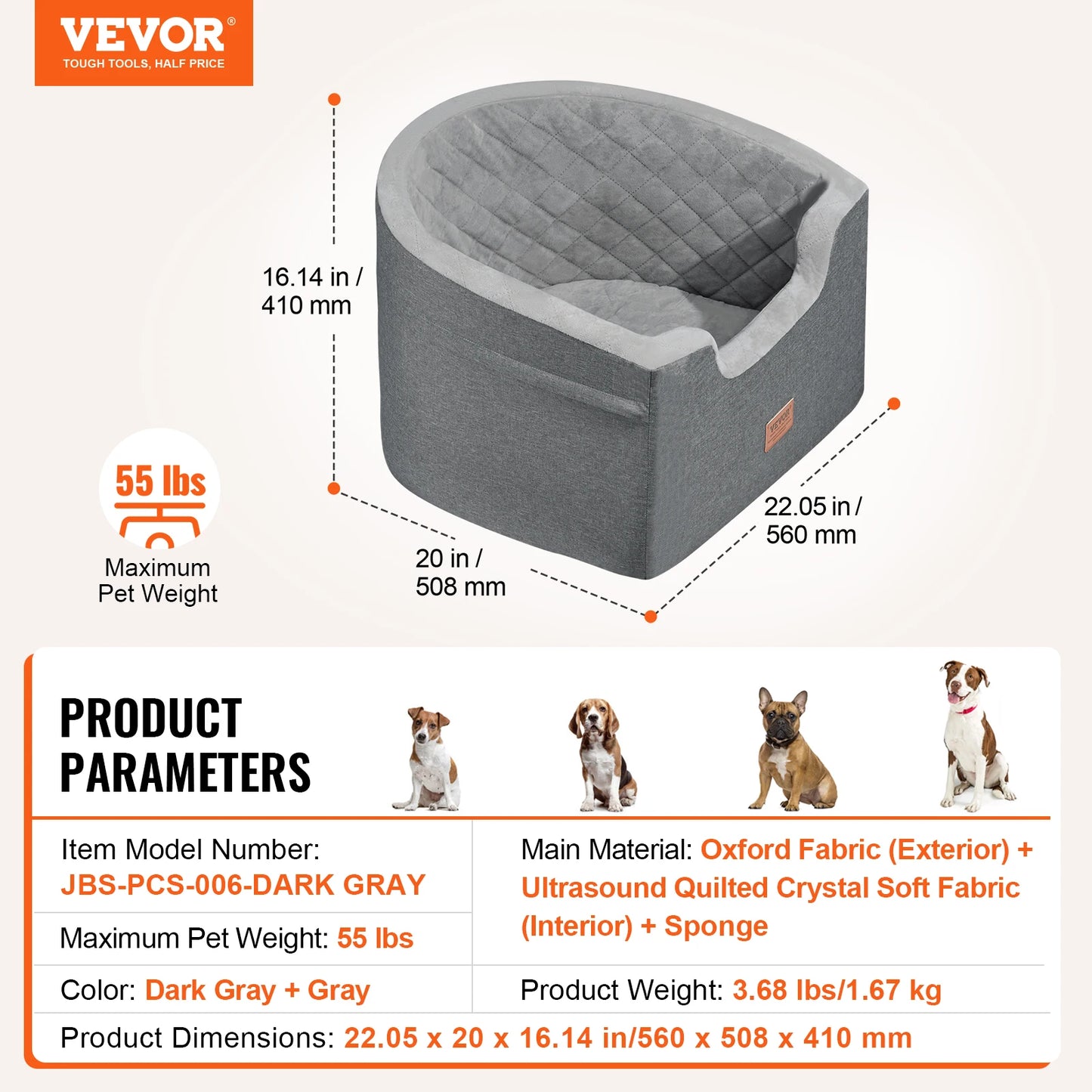 Waterproof Dog Booster Seat Pet Car Seat with Clip-On Safety Leash