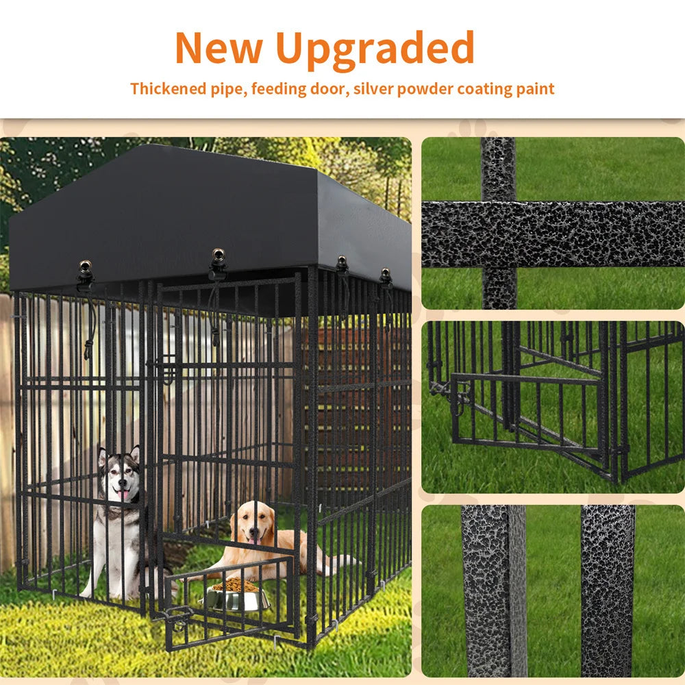 Heavy Duty Large Dog Kennel Pet Welded Metal Playpen Animal Cage with Roof Cover