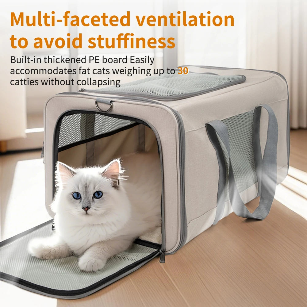 Cat trolley for 2 cats –  Transport bag with wheels & safety belts for travel
