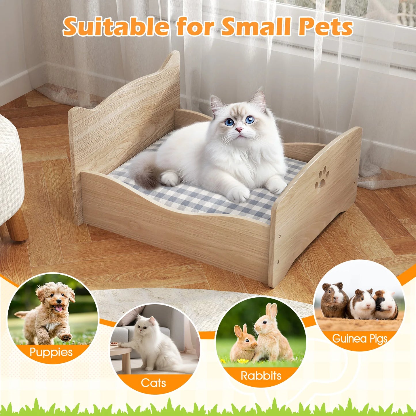 Elevated Pet Bed / Rails, Rabbit Sleeping Habitat, Small Animals