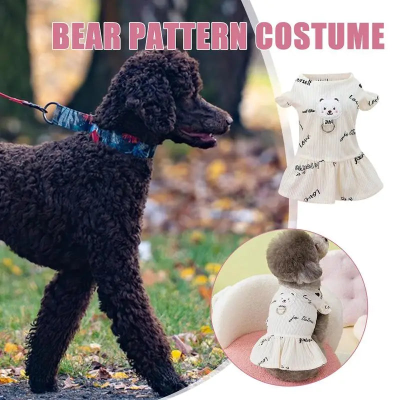 Cute Polyester Dog Costume With Bear Pattern Dog Daily Wear Comfortable Fashionable Soft
