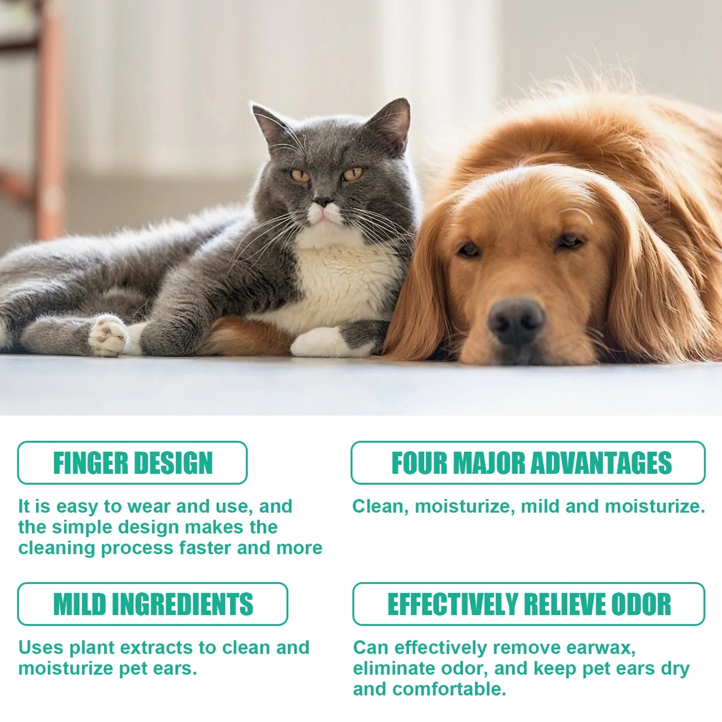 Pet Cleaning Wipes Gentle Cleaning Pet Ear Mites Ear Wax Eye Wax Paws Deodorizing & Deodorizing