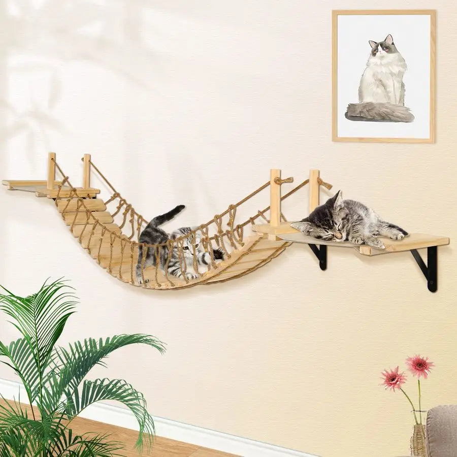 Cat Wall Shelves 70 Cat Bridge Hammock Tree with Mounted Perch